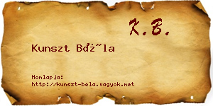 Kunszt Béla névjegykártya